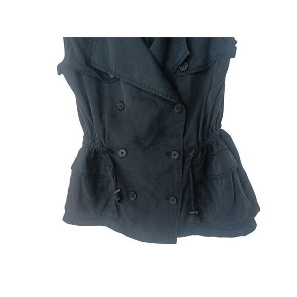 Banana Republic Black Vest Women’s Small 100% Tencel Utility Pockets - Picture 5 of 11